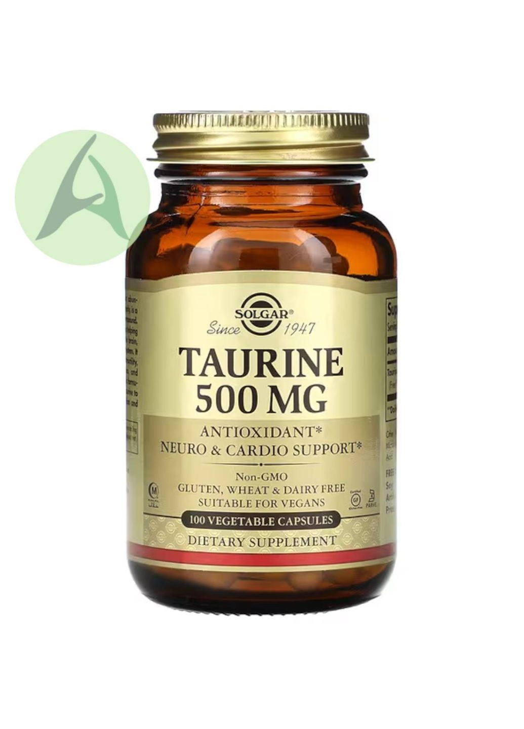 Таурин, 500 мг, 100 капсул Solgar (370597585)