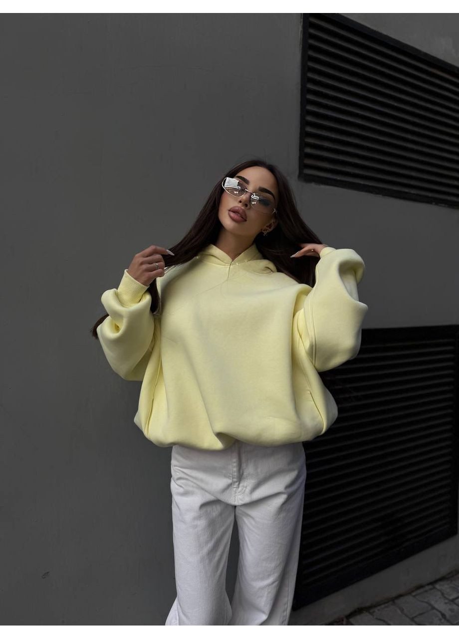 Худой женский с капюшоном на флисе желтого цвета 35202 Fashion (363318318)