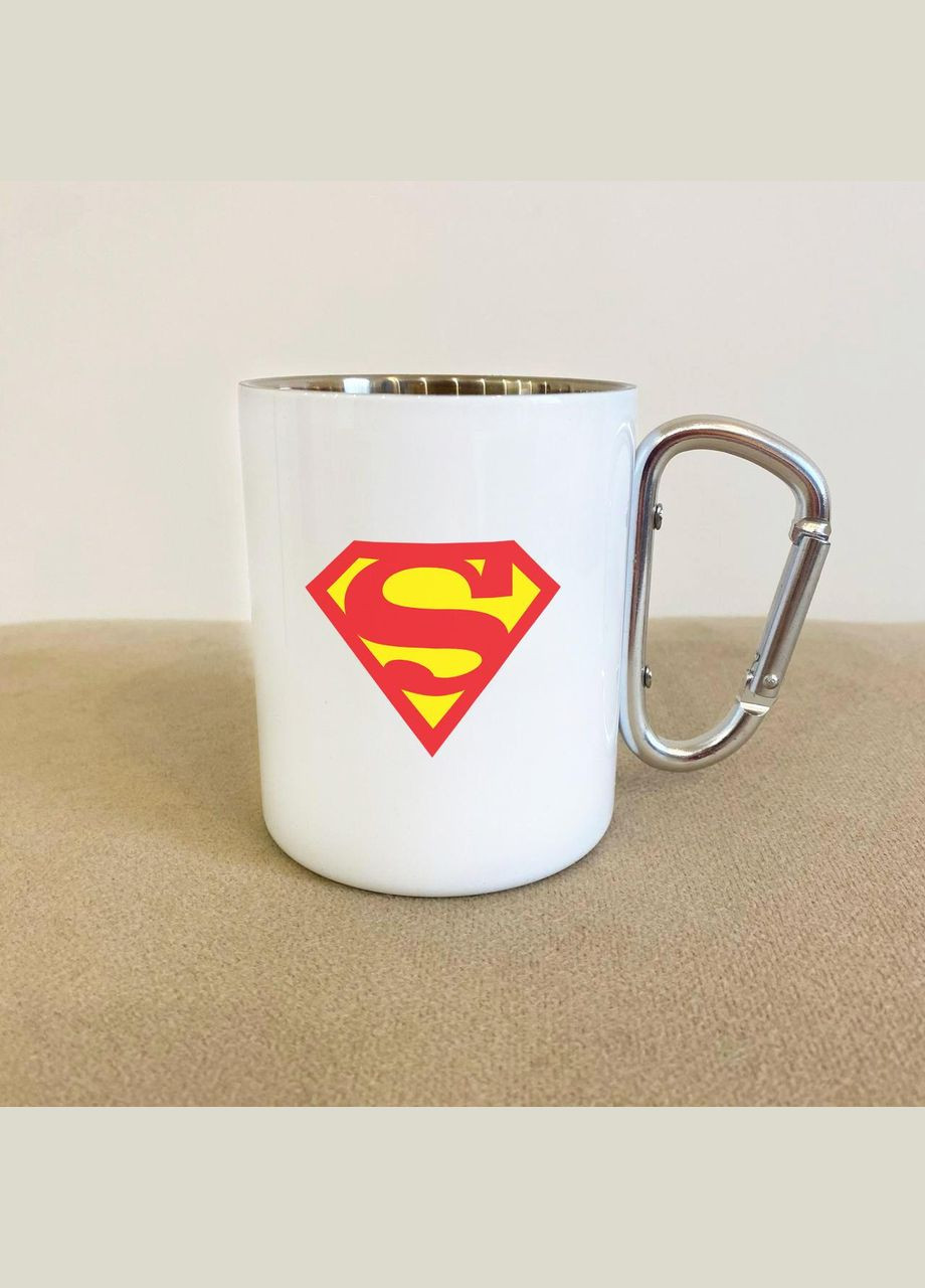 Кружка металева з карабіном "Супертато" 300 мл Біла No Brand (324262720)