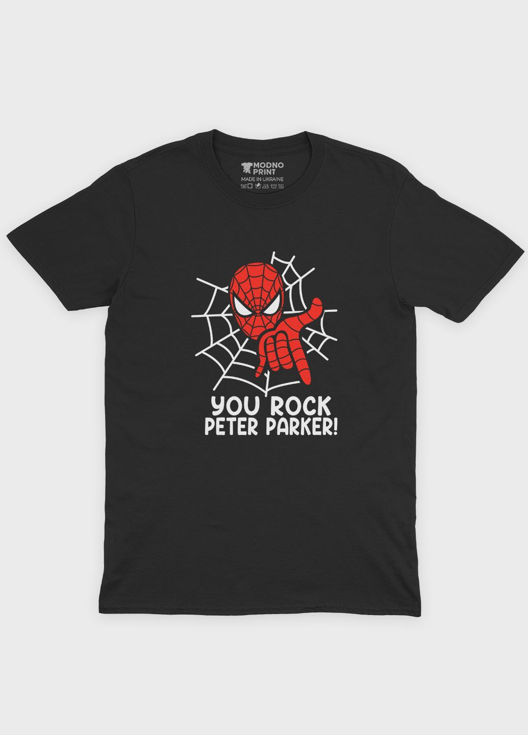 Черная демисезонная футболка для девочки с принтом супергероя - человек-паук (ts001-1-gl-006-014-102-g) Modno