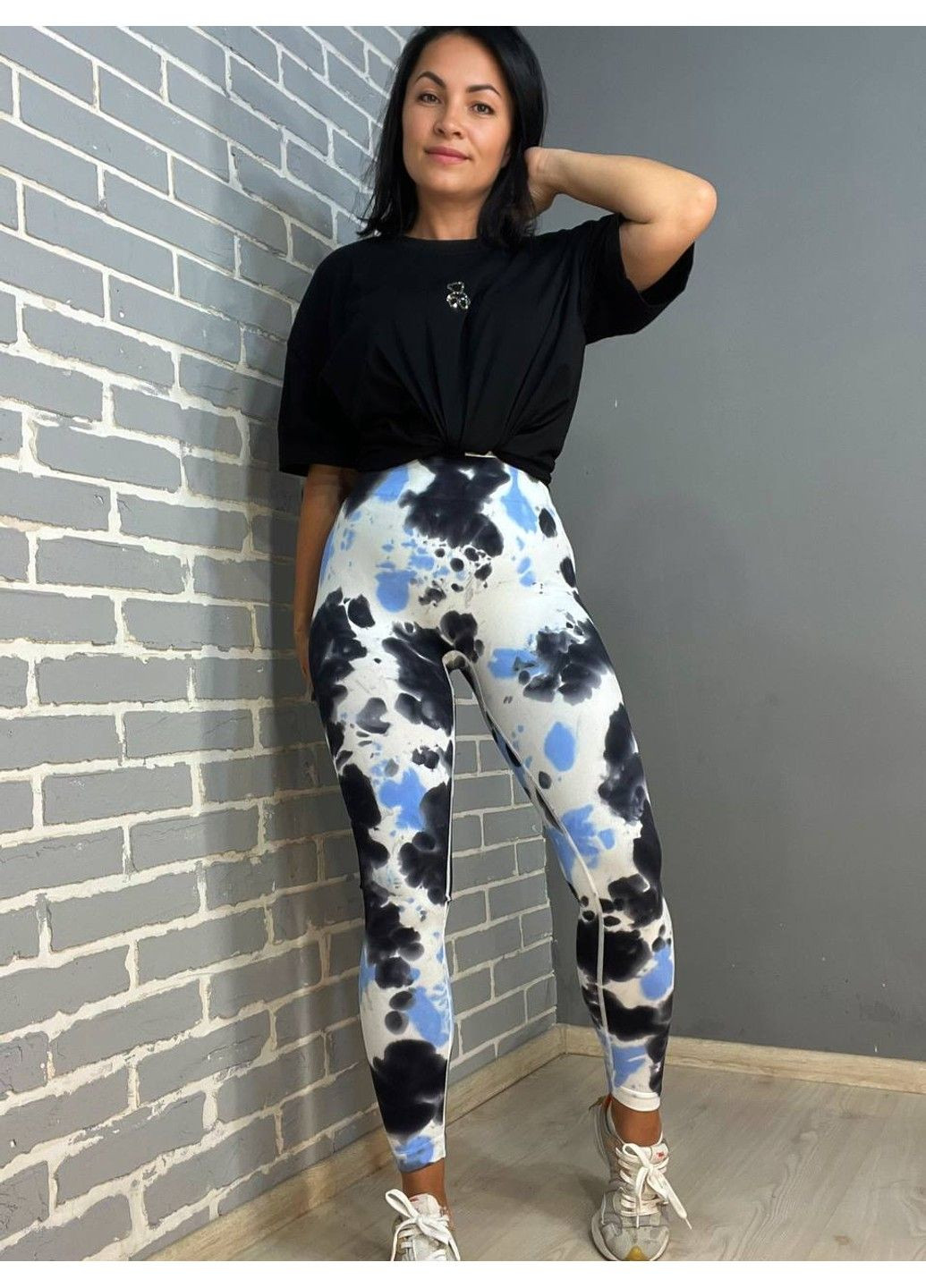 Голубые лосины женские a-n 1346 вареные тай дай пуш-ап No Brand