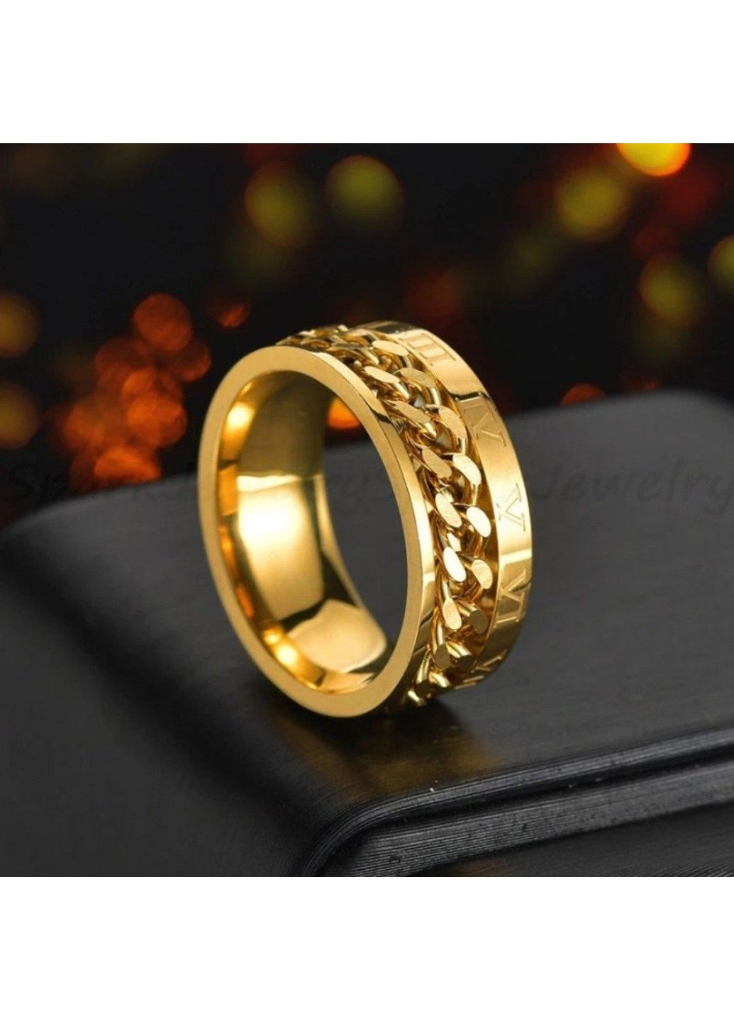 Кільце спінер з ланцюжком із нержавіючої медичної сталі RS-073 No Brand (299634532)