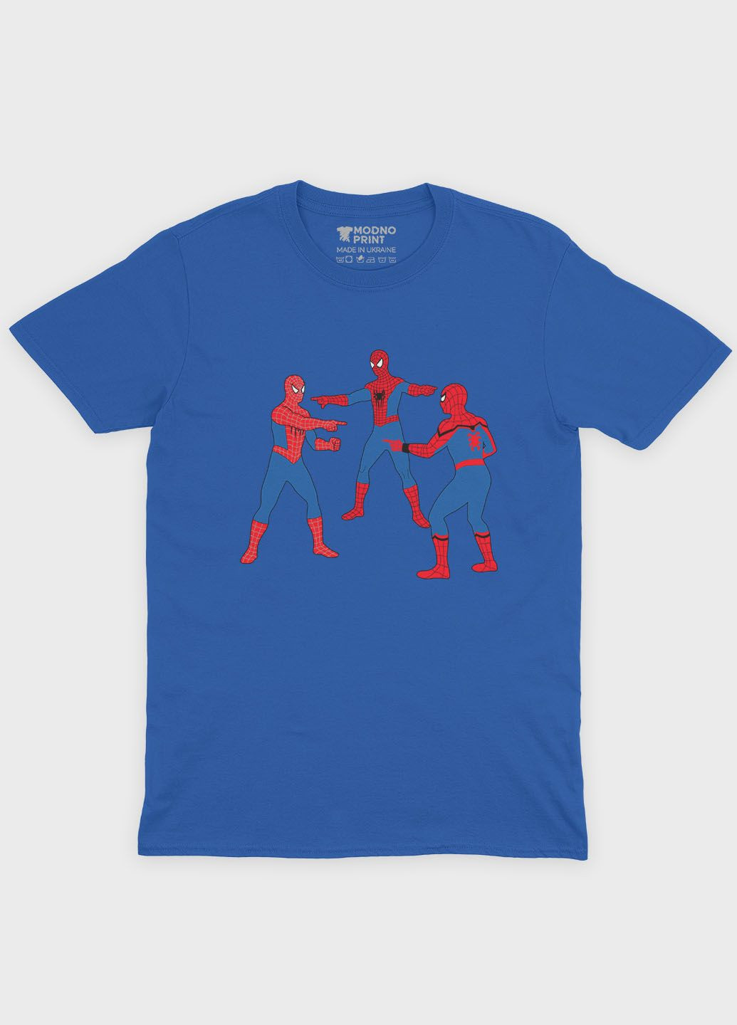 Синяя демисезонная футболка для мальчика с принтом супергероя - человек-паук (ts001-1-brr-006-014-097-b) Modno