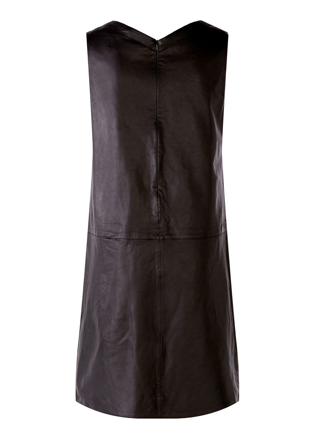 Черное платье женское кожаное без рукавов 80060-1330409 Oui