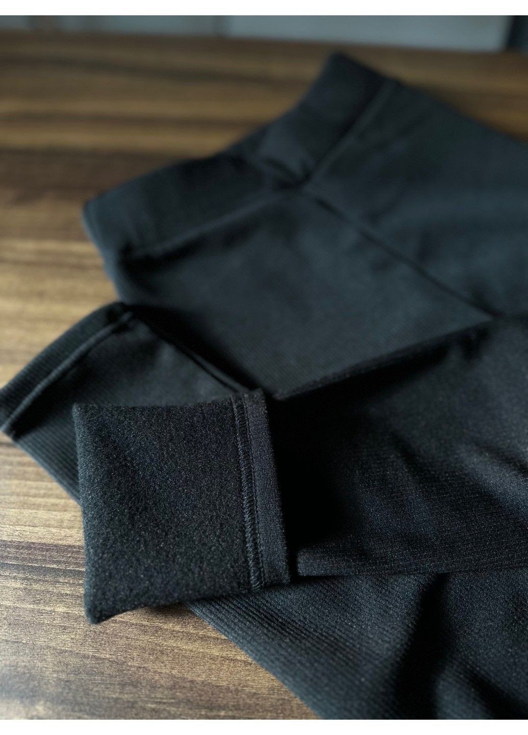 Черные демисезонные утеплённые женские лосины в рубчик akta на флисе Aktasport