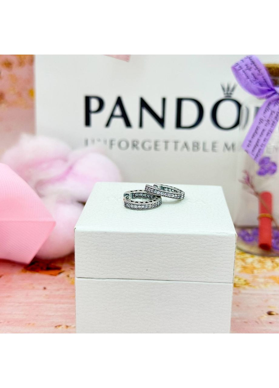 Серебряные серьги "Пандора" серьги "Сердца Пандора" 296317CZ "Сердца" Kabluchka (355346908)