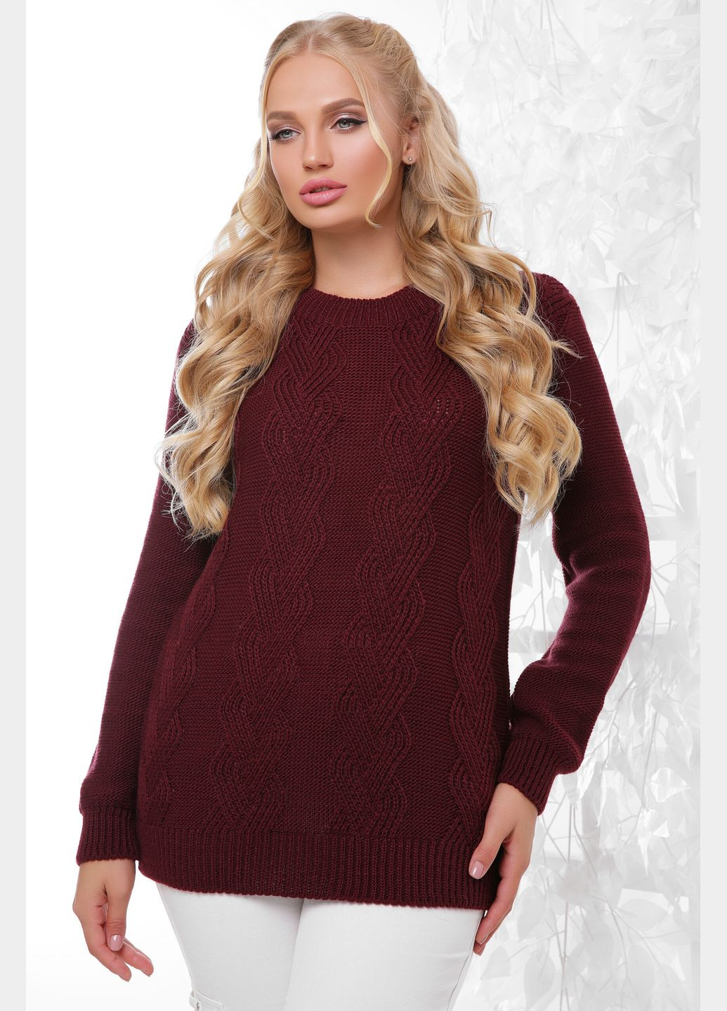 Бордовий демісезонний в'язаний жіночий светр універсвального розміру (-sviter-152) MarSe