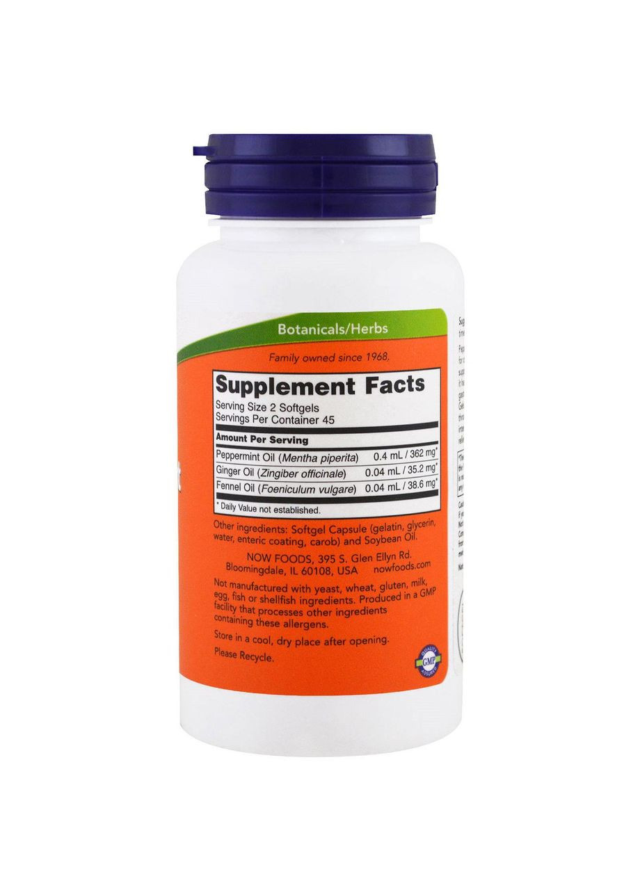 Перечная мята в капсулах, Peppermint Gels, 90 гельовых капсул. Now Foods (366734493)