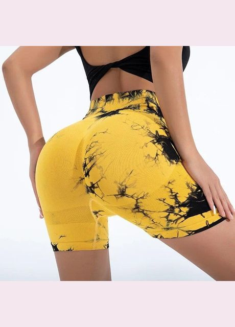 Велосипедки-шорти жіночі з пуш-ап TieDye 18886 L жовті Fashion (336873768)
