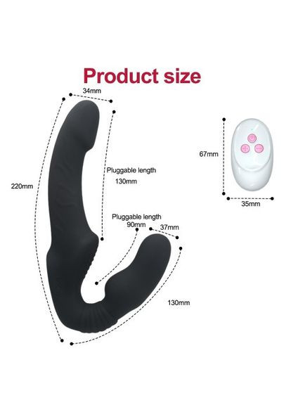 Страпон без ремней LoveRider Gold с вибрацией анатомический на пульте управления безременной Roger (303878461)