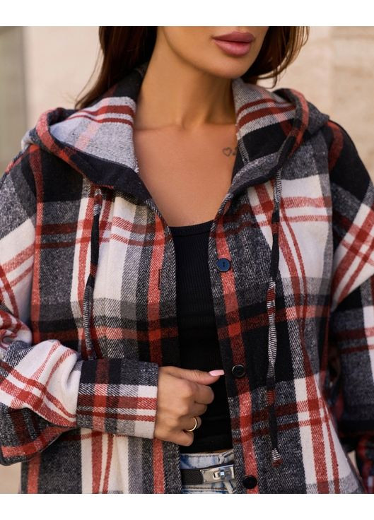 Клітчаста вовняна сорочка з капюшоном ISSA PLUS (361855242)