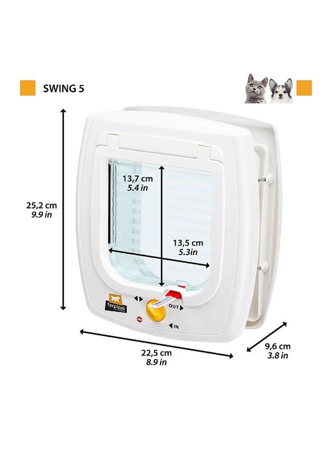 Дверцята для собак та котів Swing 5 білі 22.5x25.2x9.6 см 72103011 Ferplast (285792327)