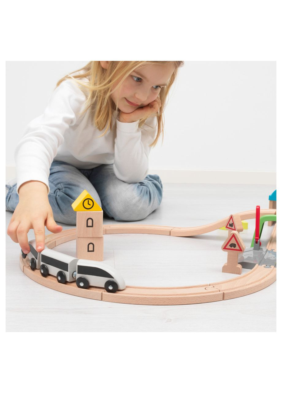 Железная дорога набор 45 предметов поезда и рельсы разноцветный IKEA (276267507)
