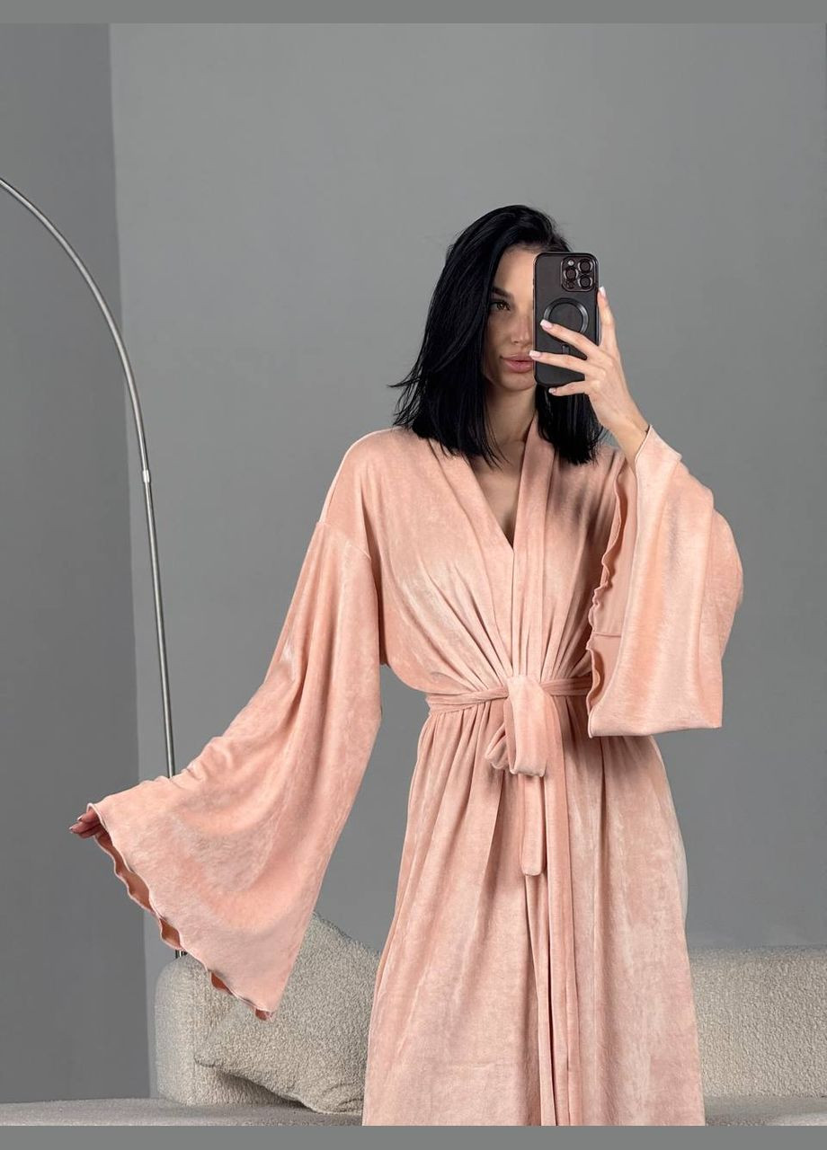 Женский персиковый халат No Brand (335076410)