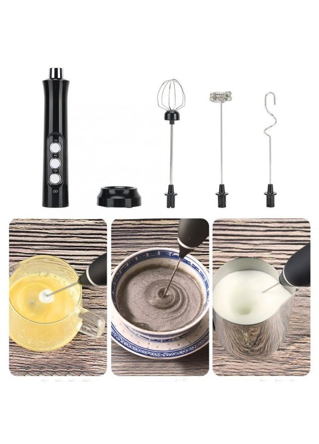 Електричний спінювач молока Milk Frother 3 в 1 капучинатор із зарядною базою Бірюзовий (R-MF02BL-VS) No Brand (303933952)