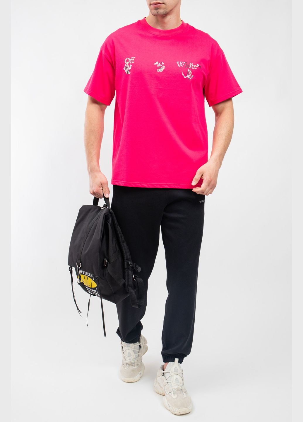 Малиновая футболка Off White