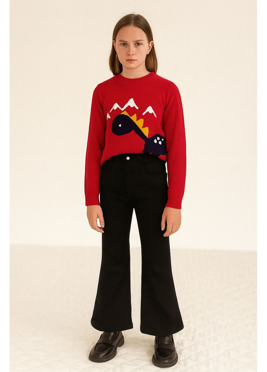 Підліткові джинси кльош для дівчинки чорні (93007) 170 No Brand (360965299)