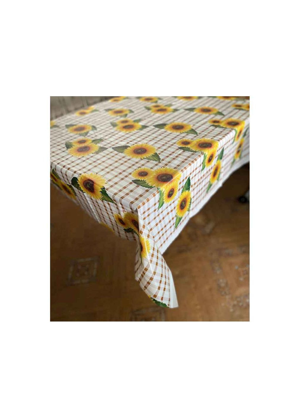 Клеенка без основания 1,2м х 50м д/стола тонкая, "Подсолнечник коричневый" Selena (357219737)