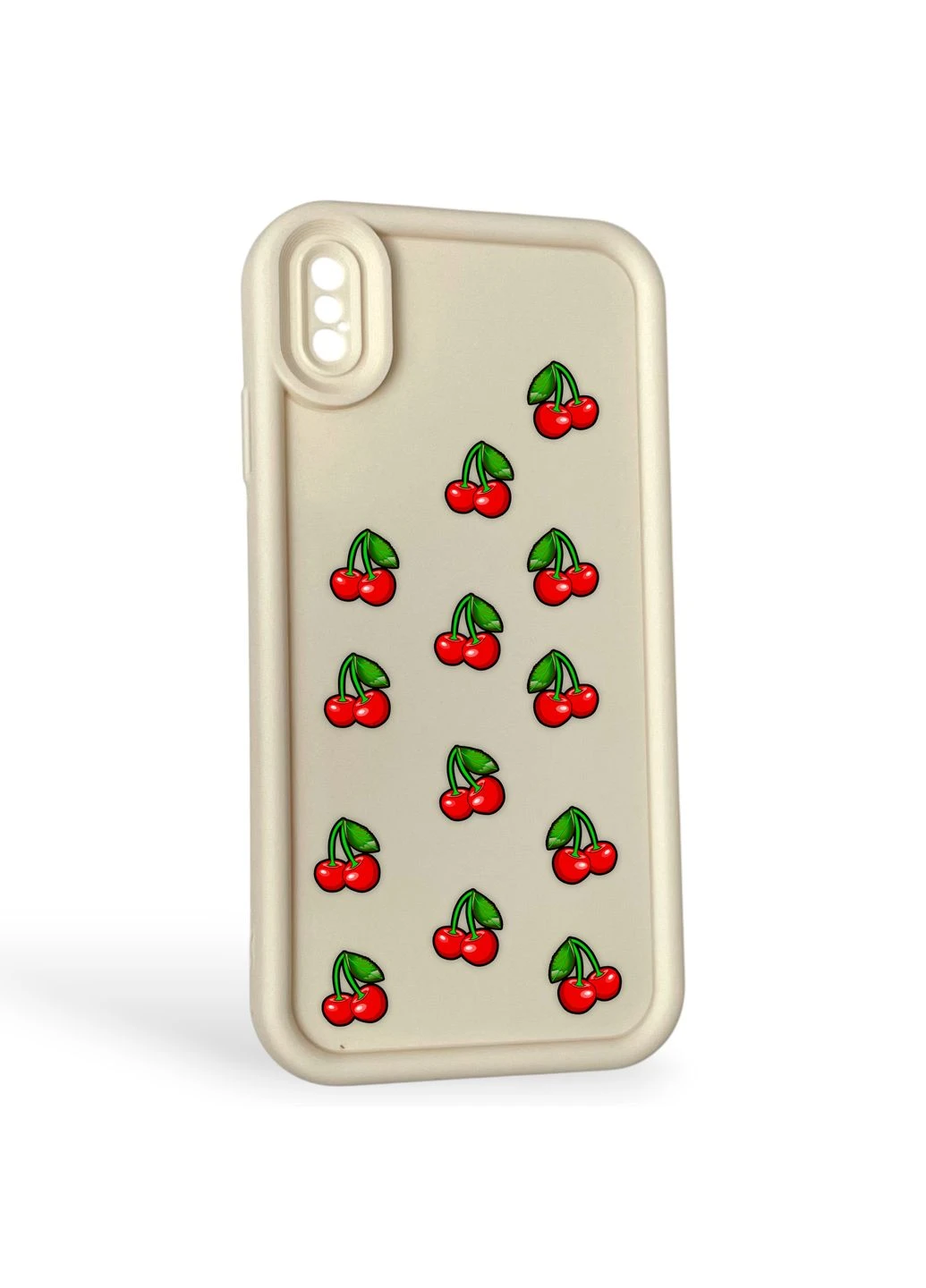 Чохол силіконовий Soft Touch з 3D принтом вишеньки для iPhone Xs Max молочний (Повний захист камери) Apple (378970669)