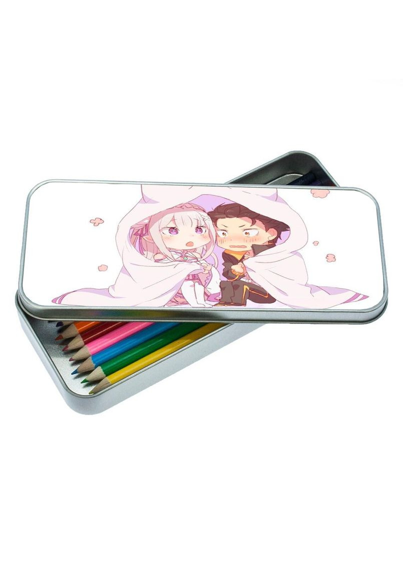 Органайзер для канцелярського приладдя металевий, кейс для дрібниць Аніме Життя з нуля в іншому світі #008 7*18 см Silver No Brand (309156965)