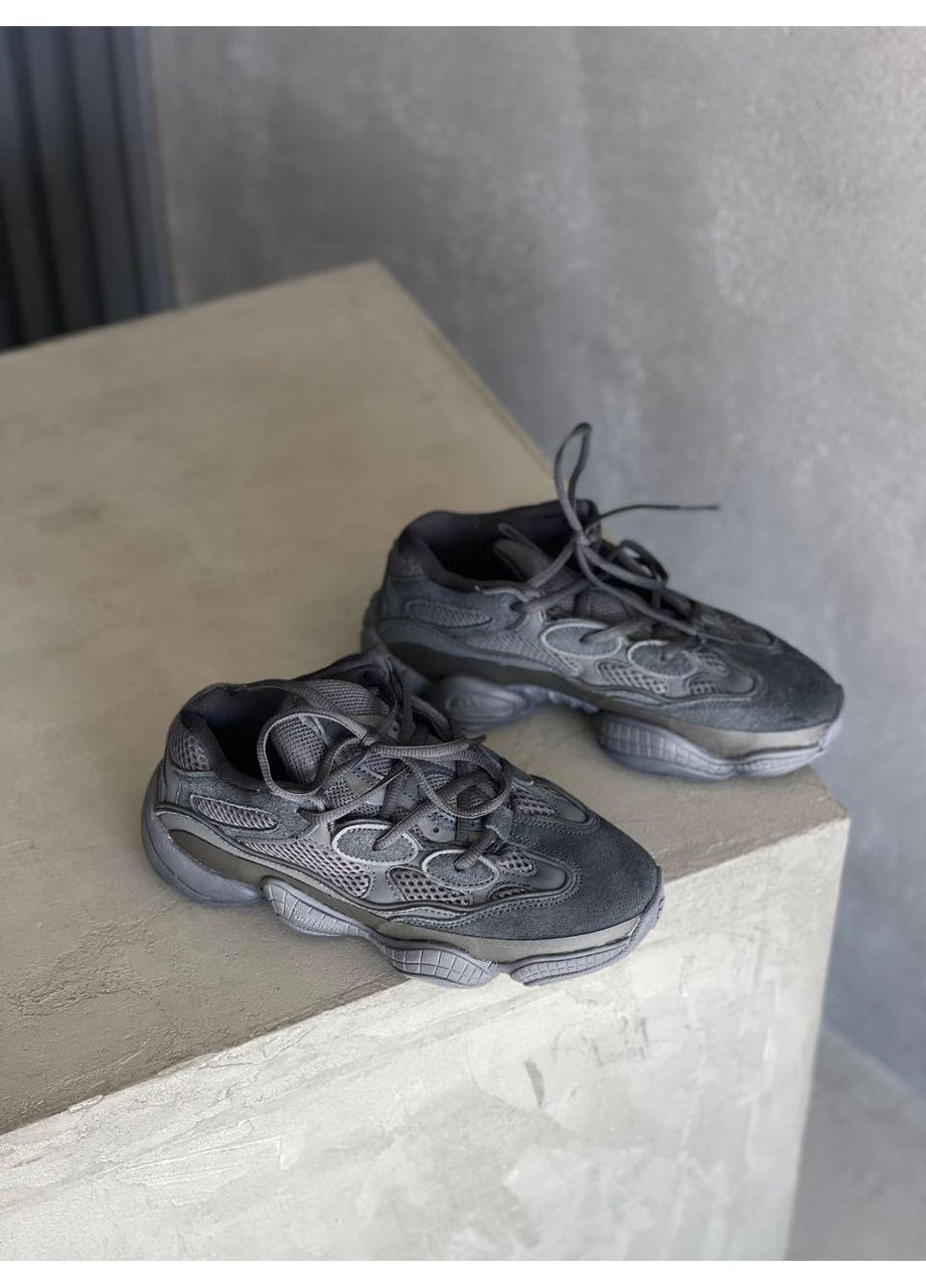 Черные демисезонные кроссовки мужские adidas yeezy boost 500 black 2 адидас изи буст No Brand