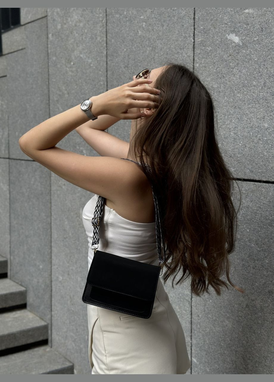 Жіноча чорна сумка 9531 крос-боді бархатна велюрова замшева No Brand (299279296)