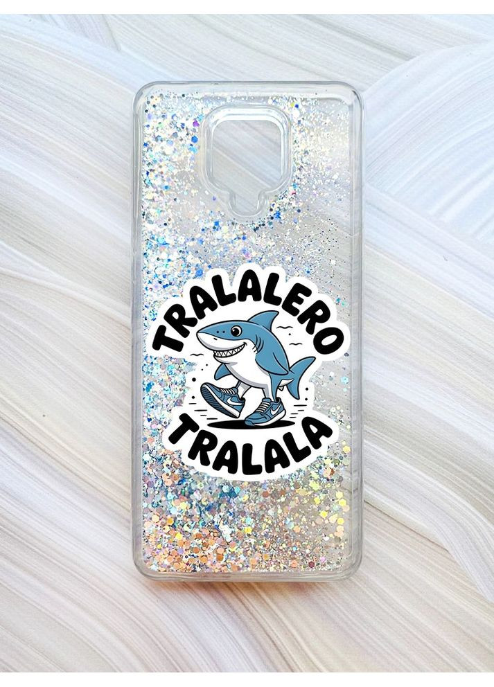 Чохол з плаваючими срібними блискітками на Xiaomi Redmi Note 9 Pro/9 Pro Max/9S Акула Тралалеро Тралала (принт 416) Creative (361112034)
