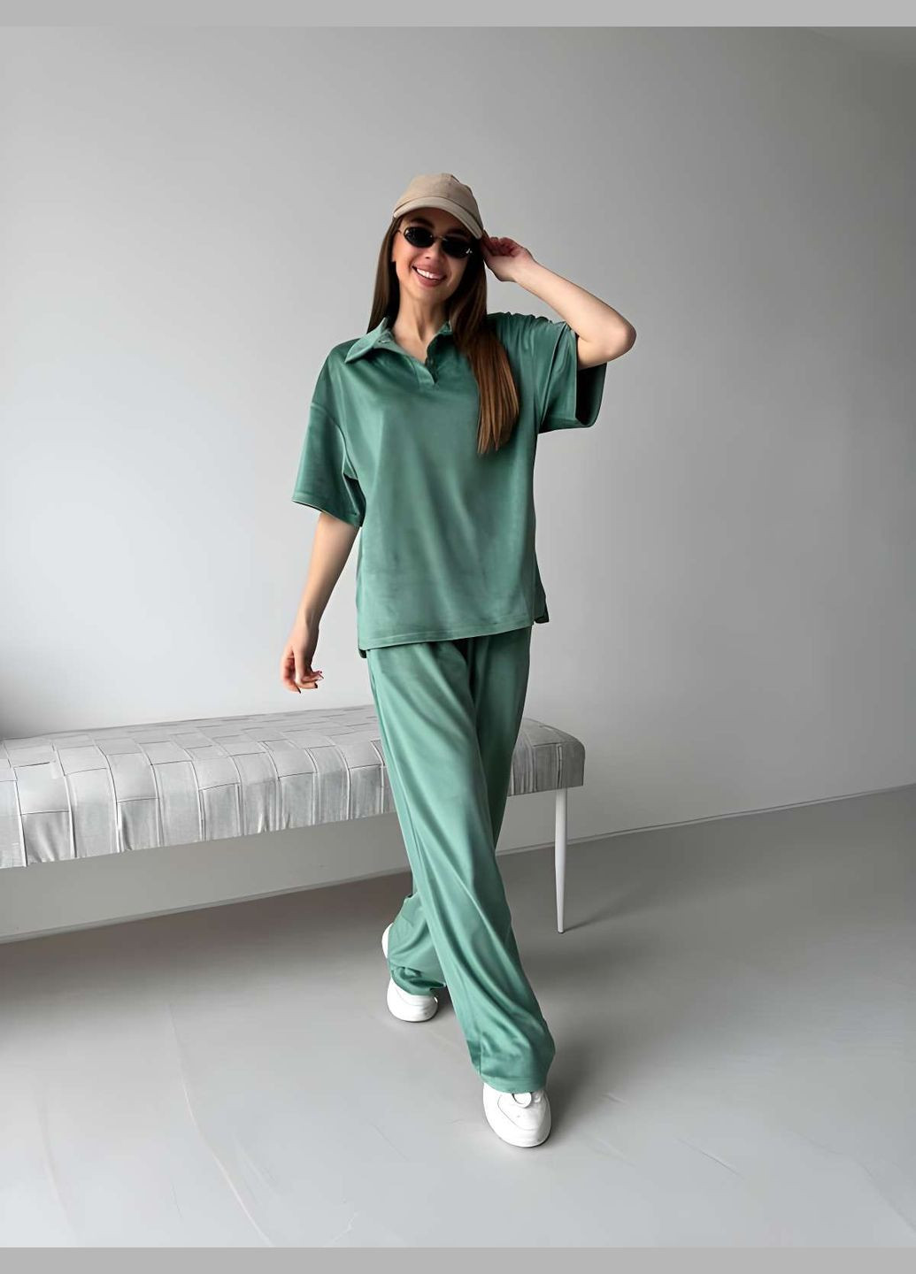 Велюровый костюм двойка штаны + футболка на весну, женский спортивный костюм из велюра,... No Brand (329890428)