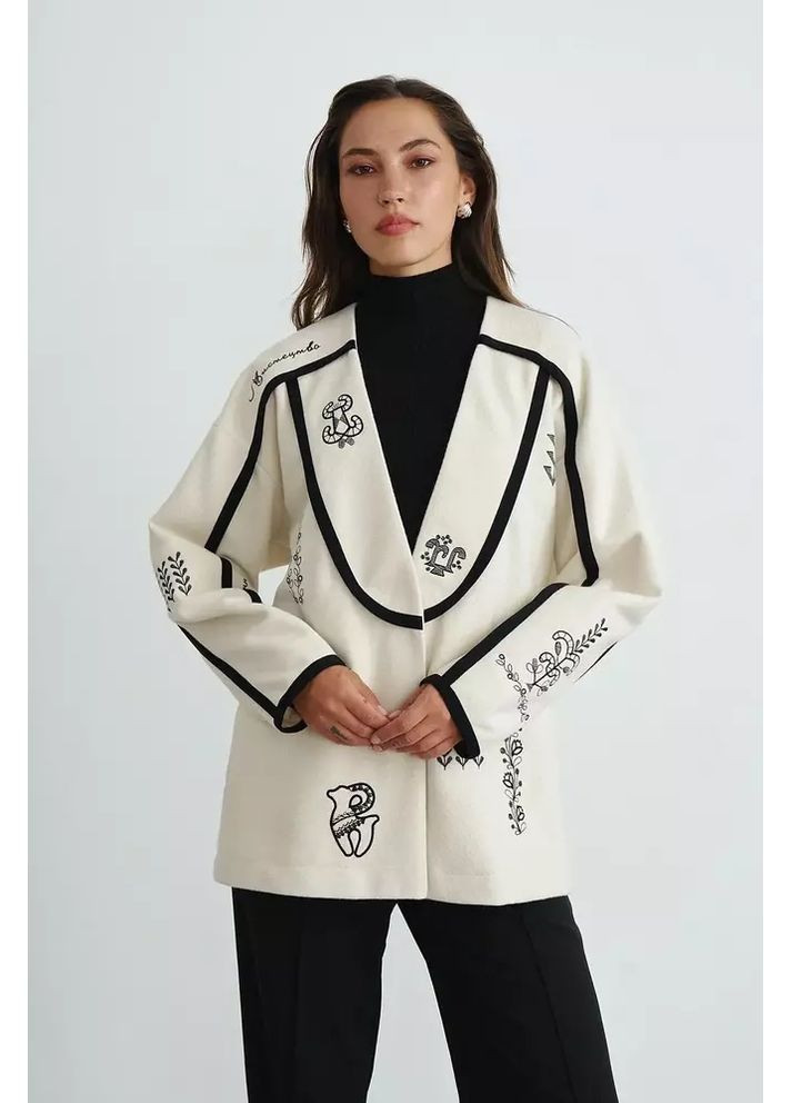 Белое Пальто-кардиган с вышивкой MKRM4303 Rica Mare