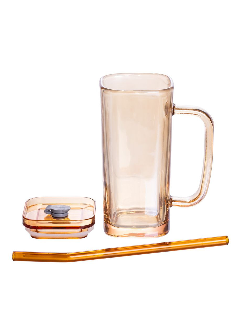 Стеклянная чашка с крышкой и трубочкой 280 (мл) HP-19-53GLD Yiwu (368294652)