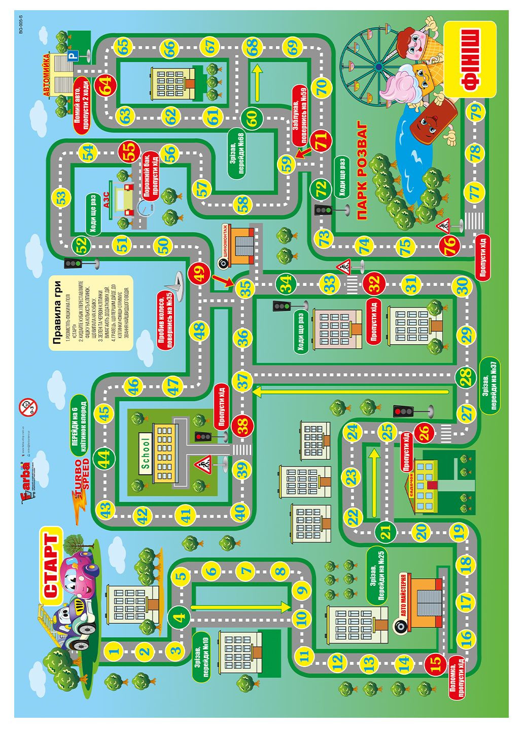 Настольная игра-бродилка Городские гонки 102х72 см No Brand (302392871)