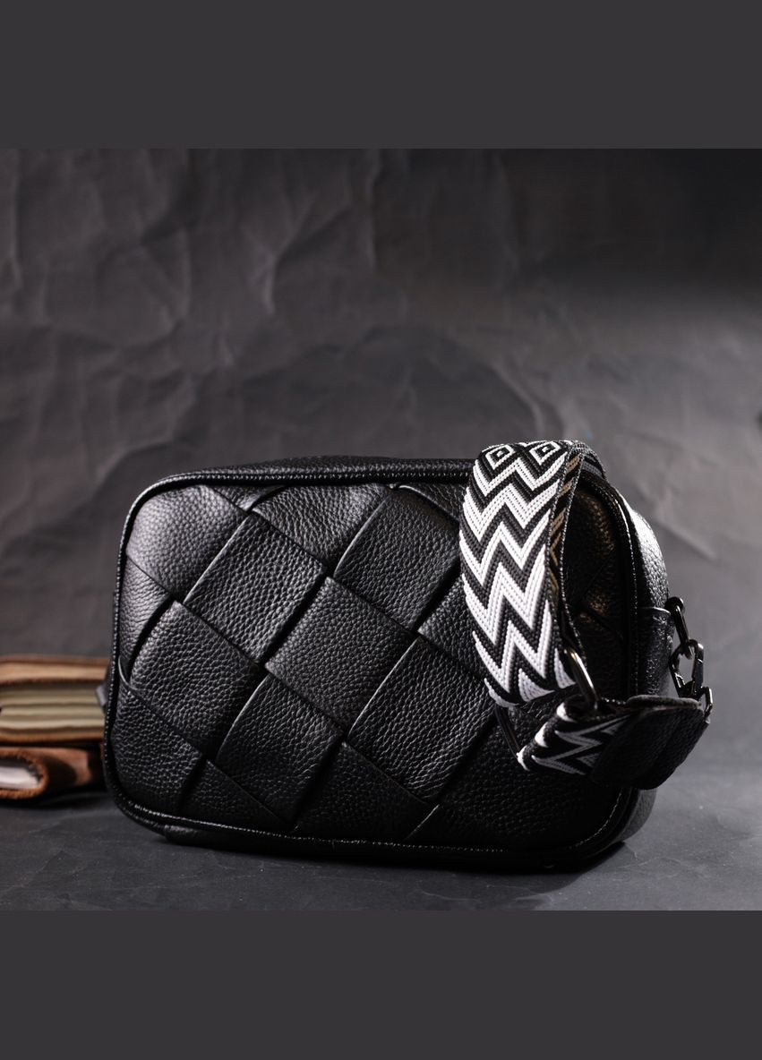 Жіноча сумка з палітурками з натуральної шкіри чорна 22406 Vintage (329197713)