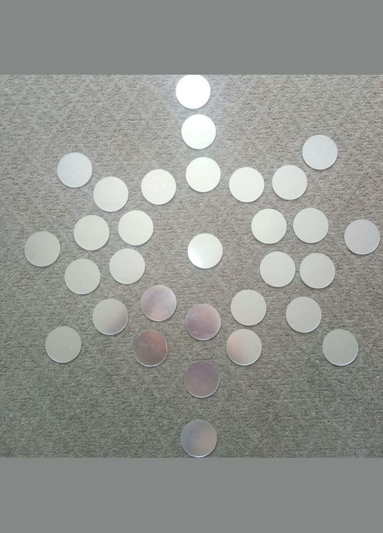 Дзеркальні пластикові наклейки круги Срібні 30 шт 3 см Б369 No Brand (302242135)