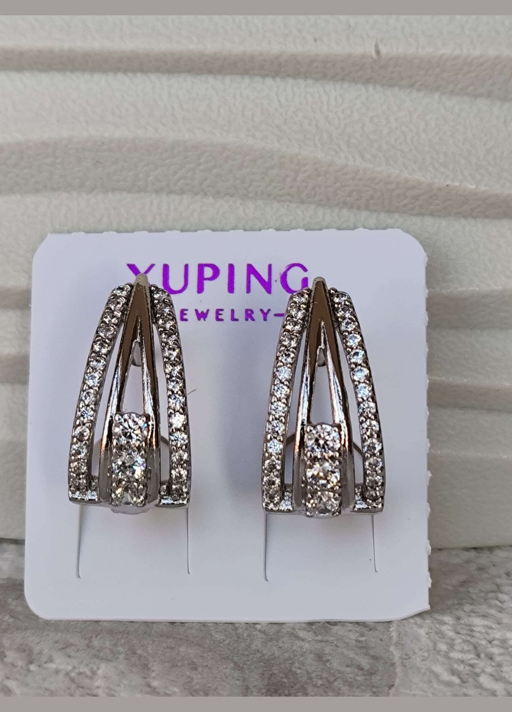 Сережки ксюпинг xuping родий медицинская сталь серебристые Xuping Jewelry (337503399)