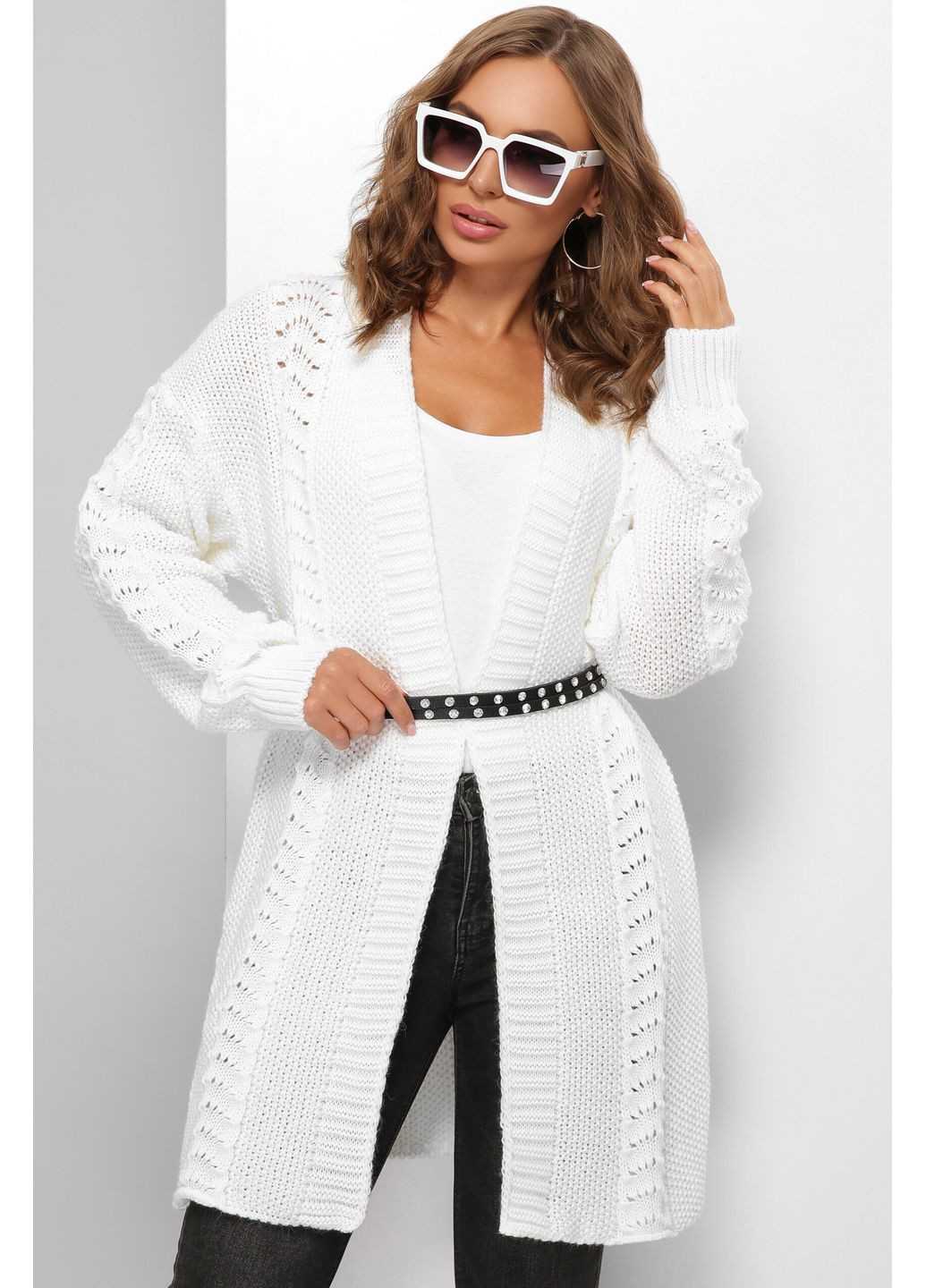 Белый зимний кардиган MarSe