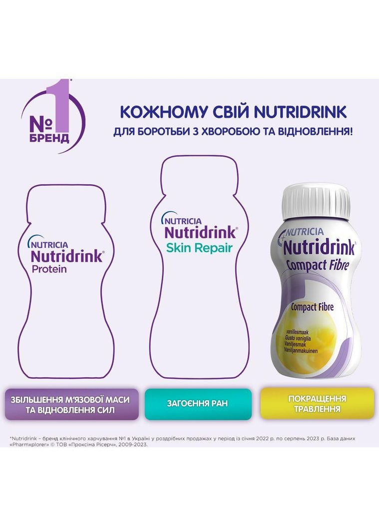 Энтеральное питание Compact Fibre Vanilla flavour, 4 шт. x 125 мл Nutricia (331789518)