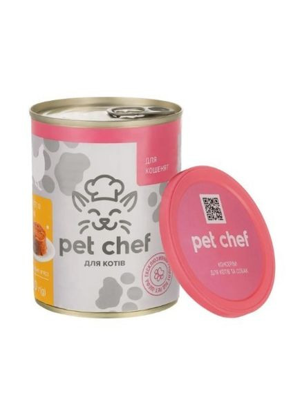 Вологий корм для кошенят м'ясний паштет з куркою 360 г (4820255190389) Pet Chef (279570173)