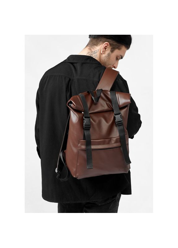 Мужской рюкзак ролл унисекс RollTop Milton шоколадный Sambag (329996505)