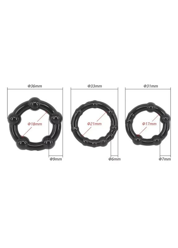 Ерекційне кільце Stay Hard Wo-sex ring набір кілець 3 шт. Чорні No Brand (316636194)