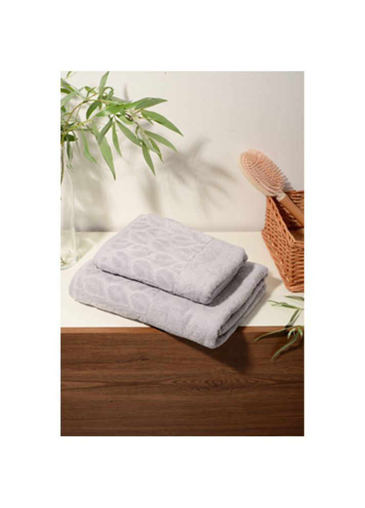 Набор полотенец Violet (50*90+70*140 Leaves Light Gr) Soho фиолетовый