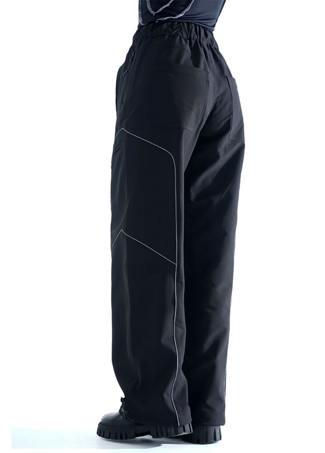 Жіночі карго брюки з нейлону та рефлективним кантом Void чорні ТУР (372519858)
