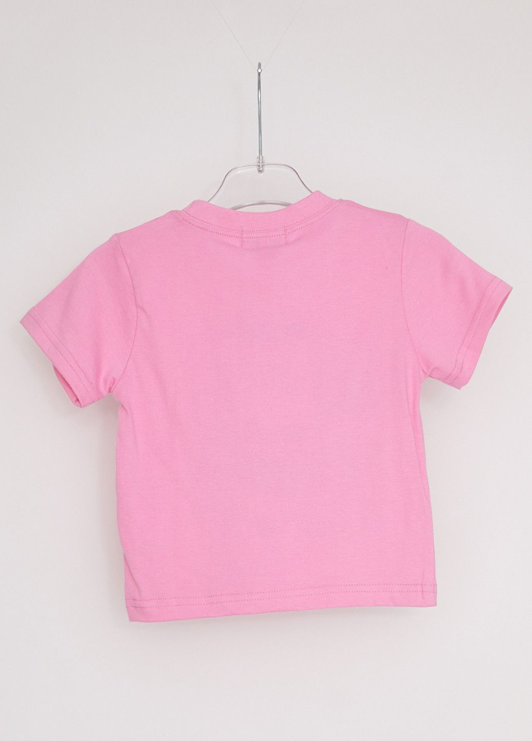 Розовая летняя футболка розово-черный Mandarino