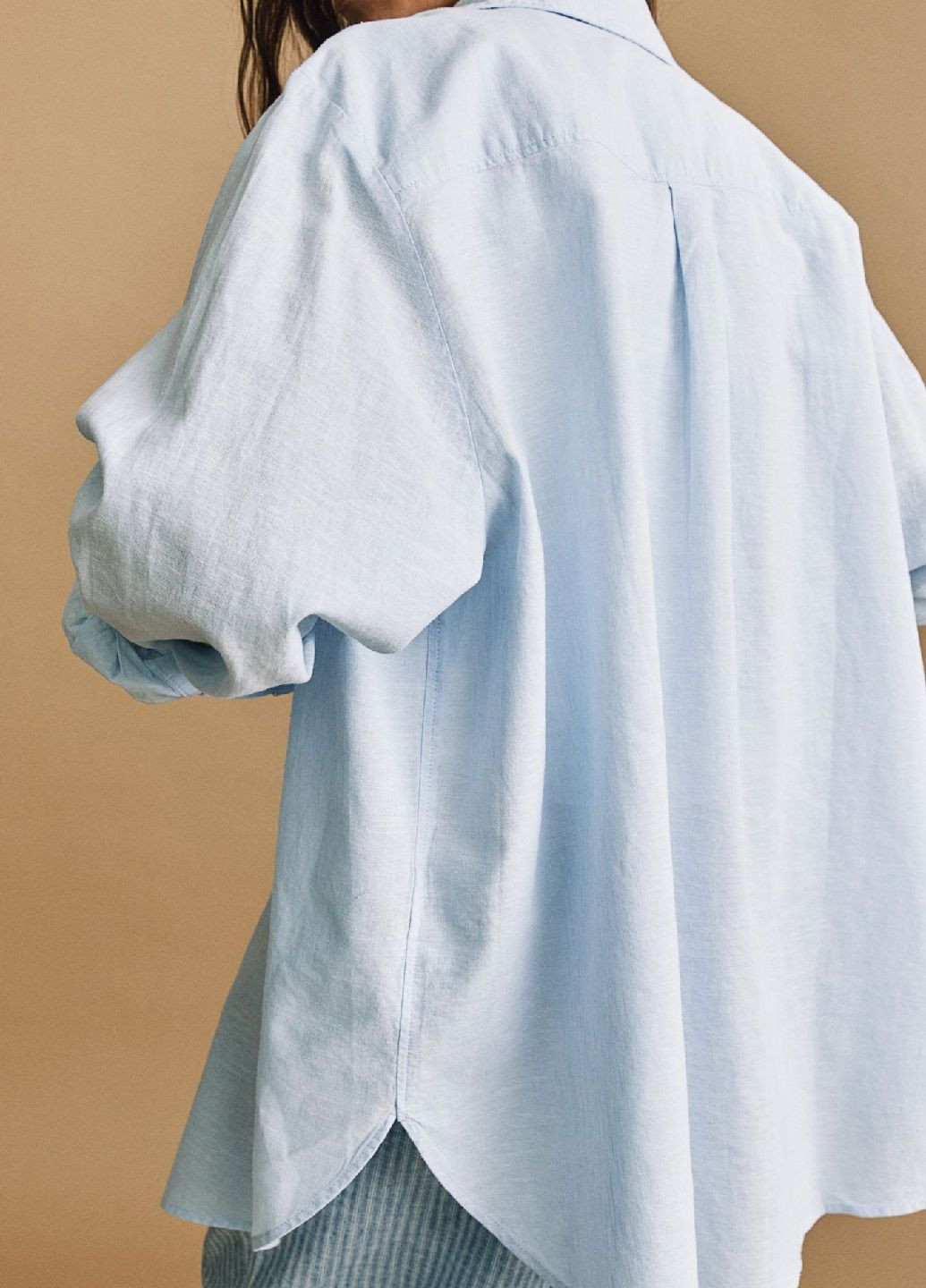 Голубой кэжуал рубашка однотонная H&M