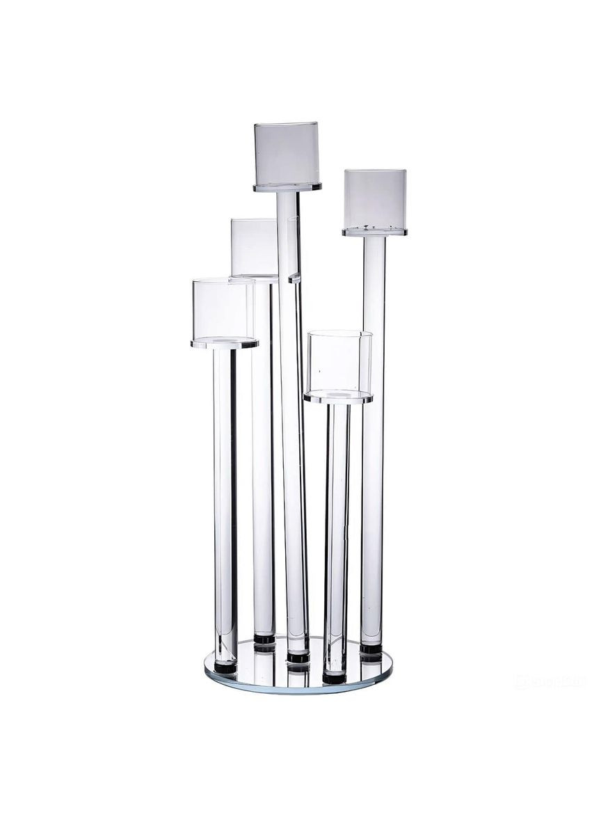 Подсвечник стеклянный Yiwu на 5 свечей с круглым основанием 56.5 см HP-4-16 No Brand (352527736)