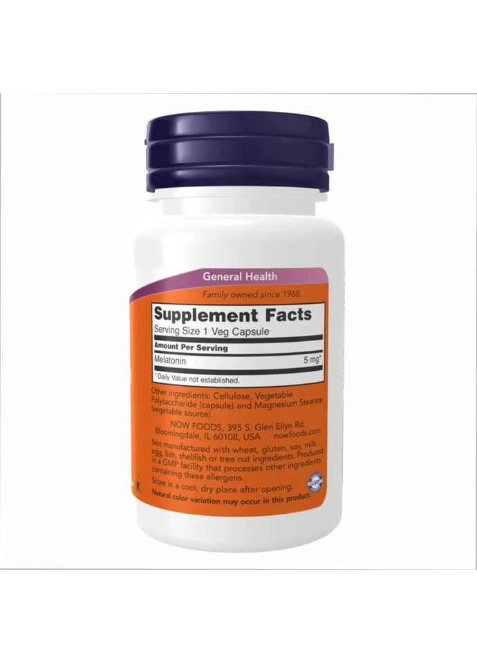 Melatonin 5 mg - 60 vcaps (Пошкоджена етикетка) Now Foods (388227578)