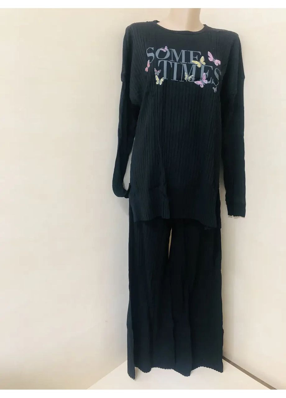 Блакитна тепла ангорова бавовняна піжама рубчик туреччина кофа штани великі розміри 44 46 48 50 52 54 56 58 60 62 46 No Brand