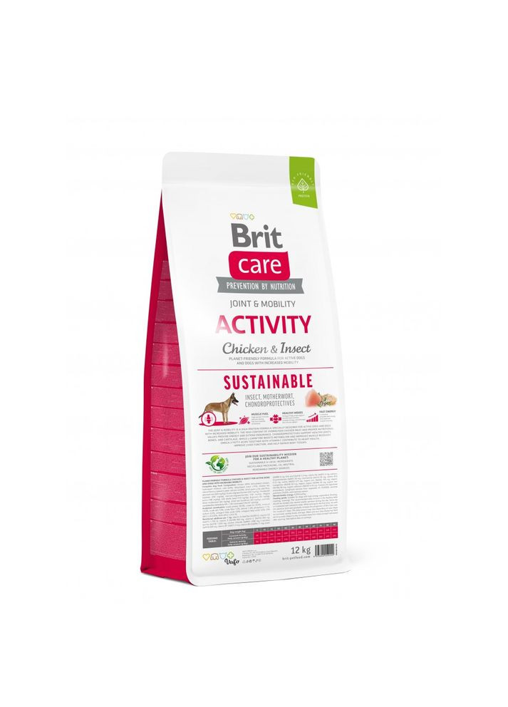 Сухой корм Dog Sustainable Activity для собак с повышенной активностью, с курицей и насекомыми, 12 кг Brit Care (362701086)