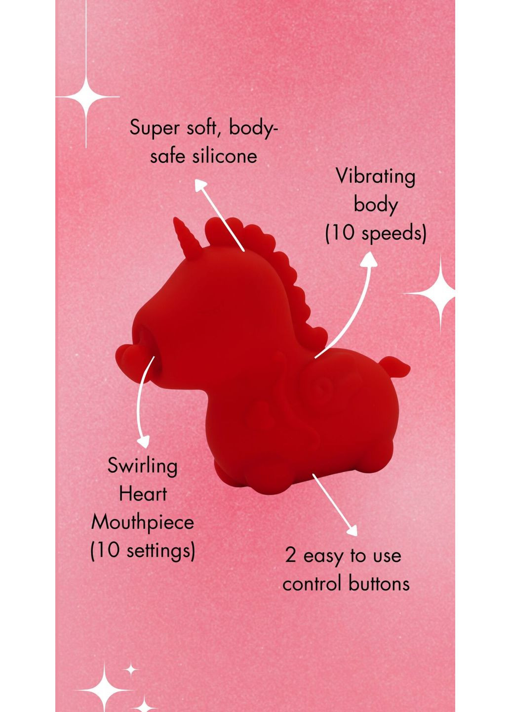 Вібратор-єдиноріжка Cupid’s Beau, масажувальний язичок-сердечко Unihorn (369609767)
