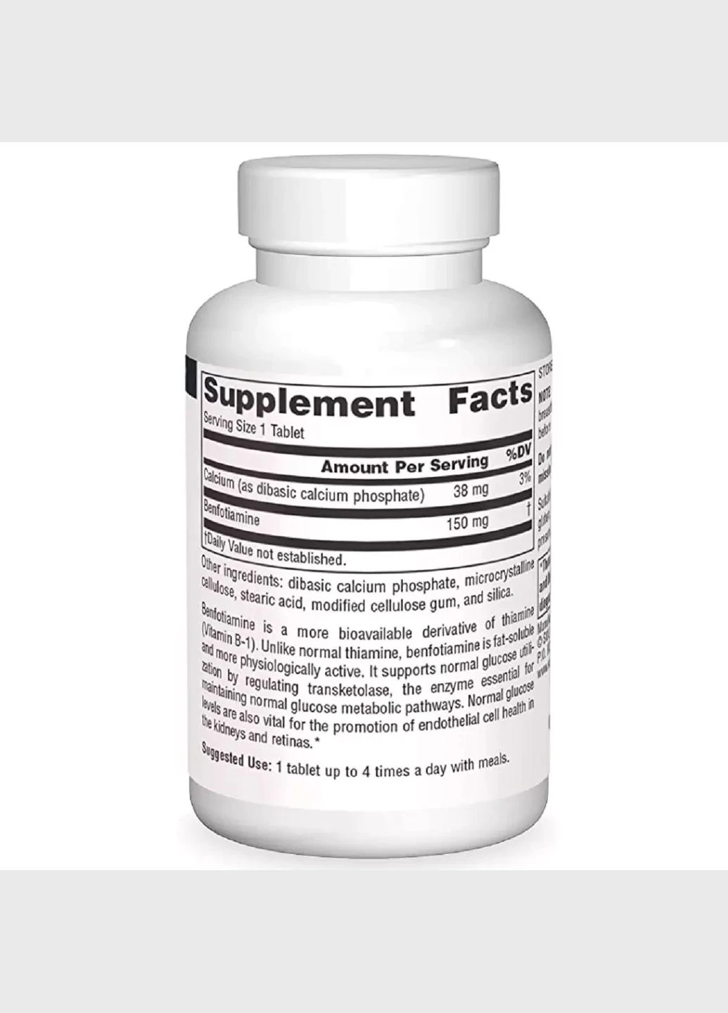 Бенфотиамин, 150 мг, Benfotiamine, 60 таблеток Source Naturals (292007137)