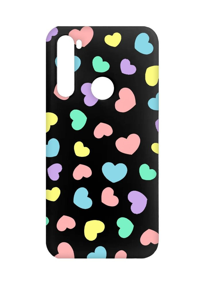 Матовый чехол на Xiaomi Redmi Note 8:: Разноцветные сердечка (принт 335) Creative (360659453)